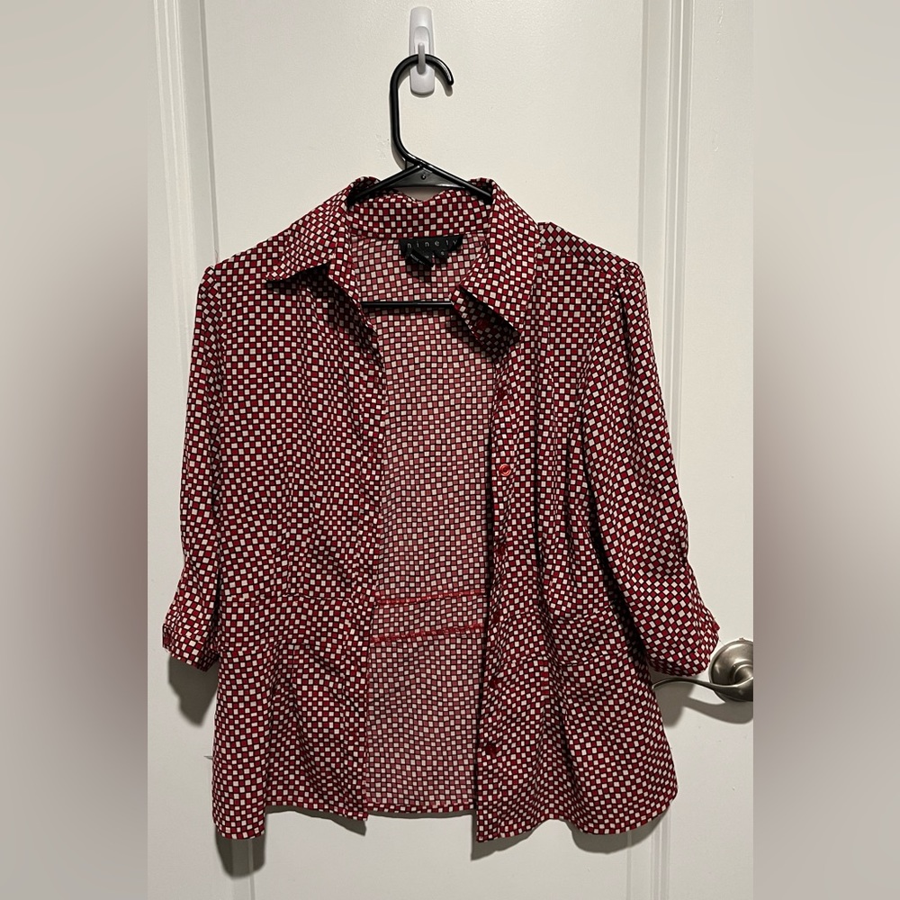 Ninety Red and White Button Up